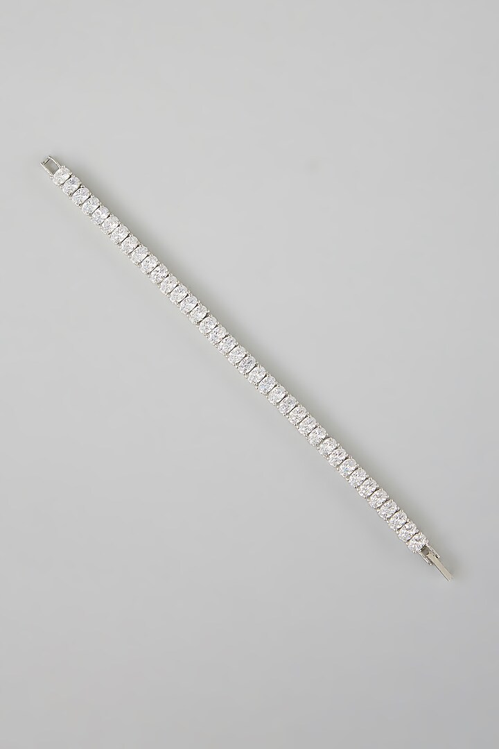 White Finish Diamond Bracelet by Zevar By Geeta at Pernia's Pop Up Shop