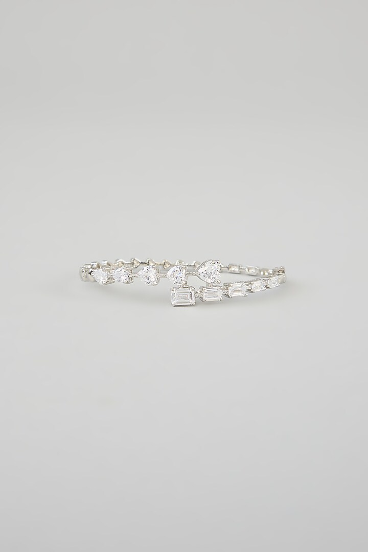 White Finish Diamond Bracelet by Zevar By Geeta at Pernia's Pop Up Shop
