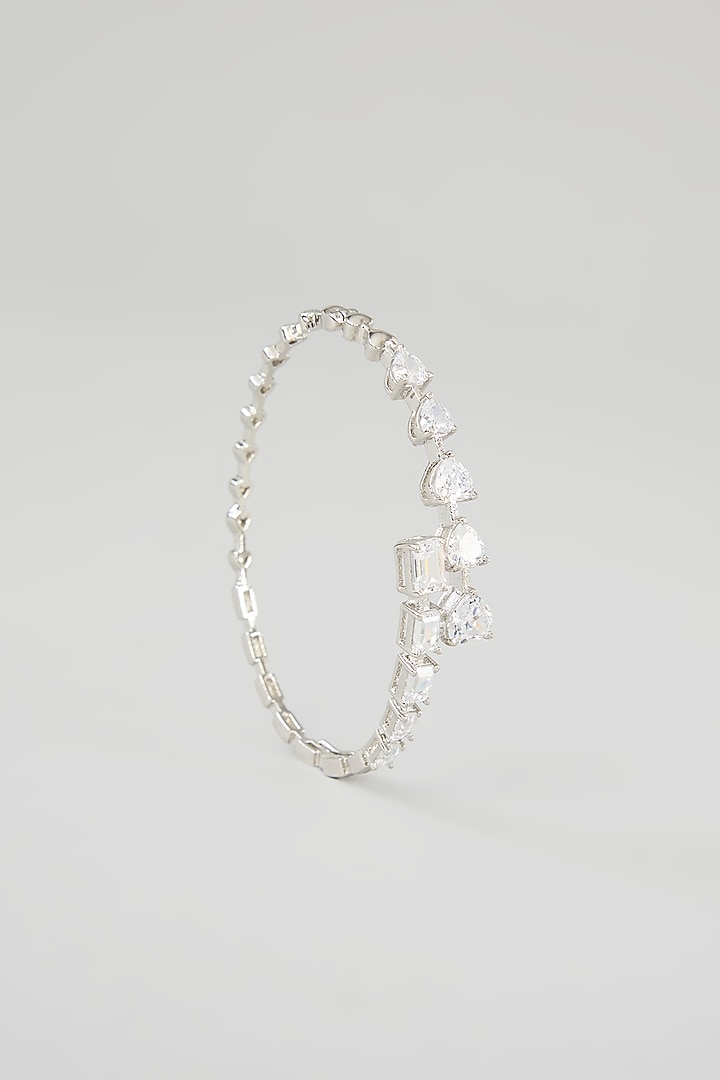 White Finish Diamond Bracelet by Zevar By Geeta at Pernia's Pop Up Shop