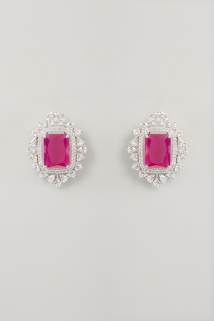 White Finish Diamond & Ruby Stone Choker Necklace Set by Zevar By Geeta at Pernia's Pop Up Shop