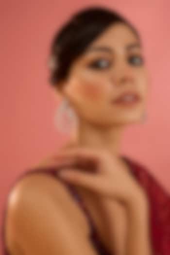 White Finish Diamond Hoop Earrings by Zevar By Geeta at Pernia's Pop Up Shop