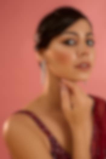 White Finish Diamond Dangler Earrings by Zevar By Geeta at Pernia's Pop Up Shop