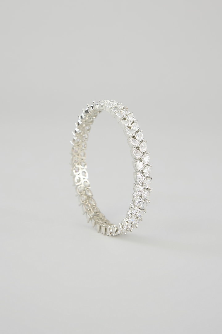 White Finish Diamond Bangles (Set Of 2) by Zevar By Geeta at Pernia's Pop Up Shop