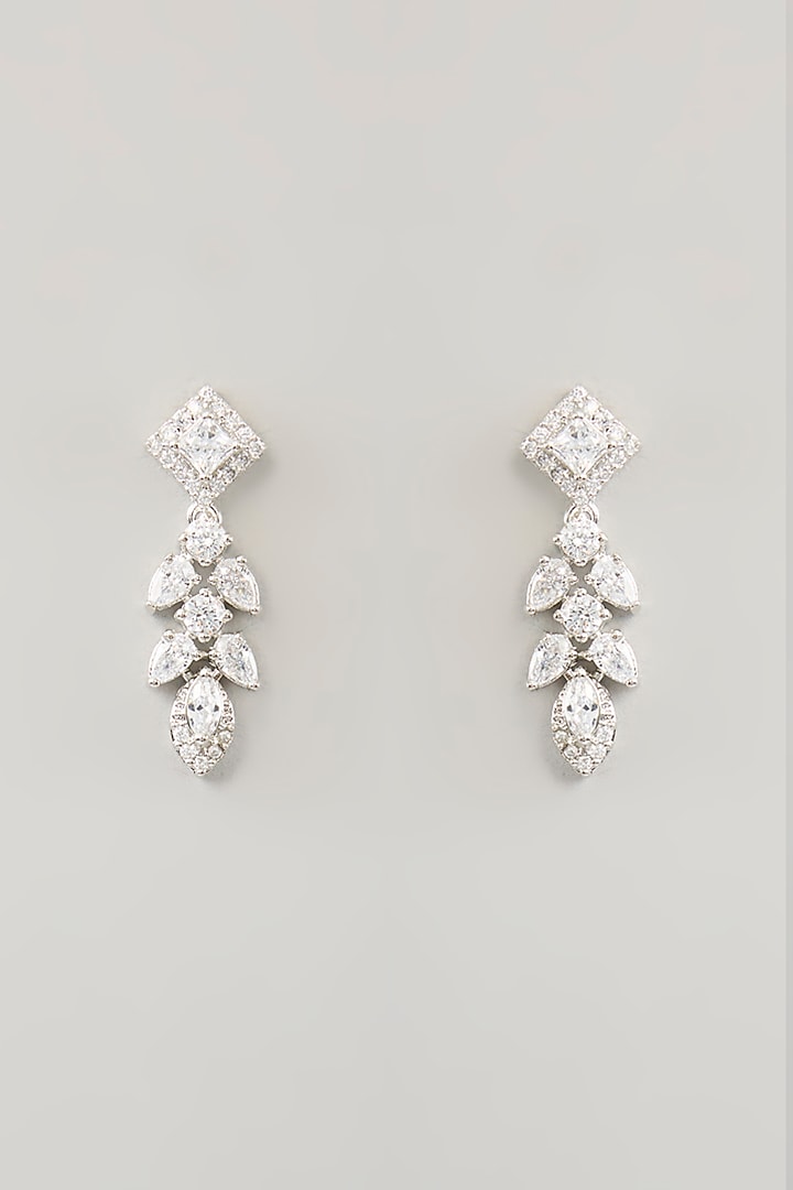 White Finish Diamond Necklace Set by Zevar By Geeta at Pernia's Pop Up Shop
