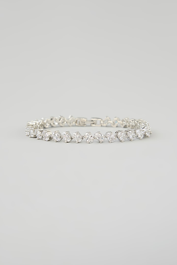 White Finish Diamond Bracelet by Zevar By Geeta at Pernia's Pop Up Shop