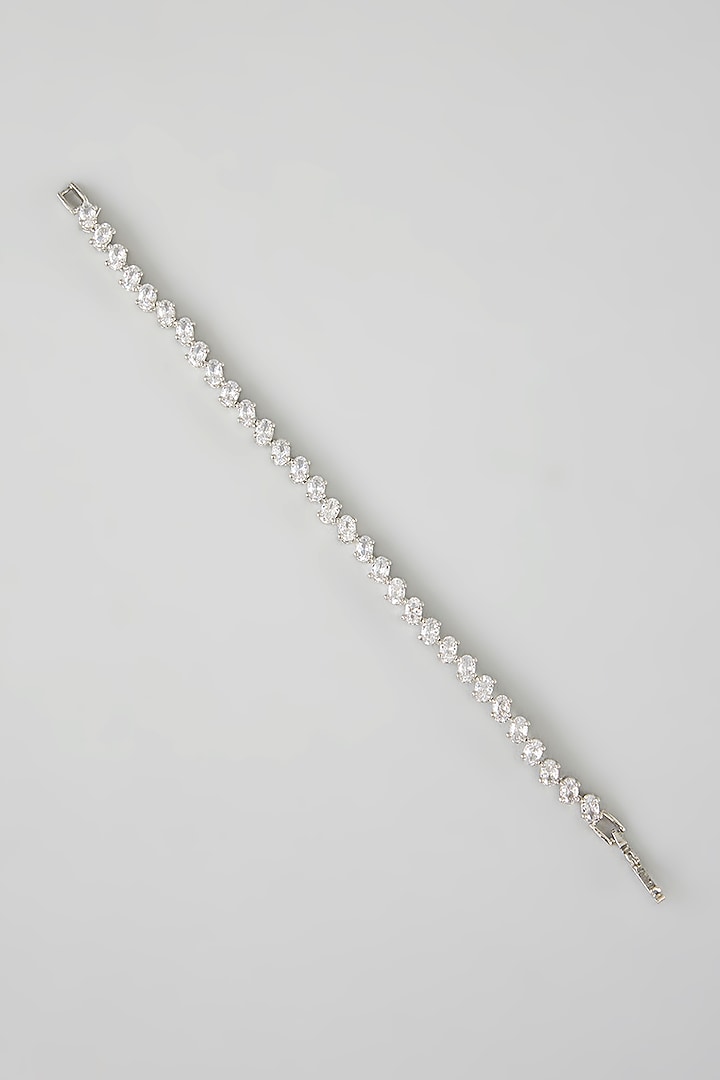 White Finish Diamond Bracelet by Zevar By Geeta at Pernia's Pop Up Shop