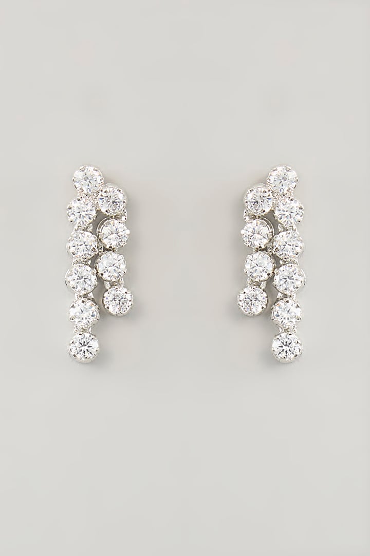 White Finish Diamond Layered Necklace Set by Zevar By Geeta at Pernia's Pop Up Shop
