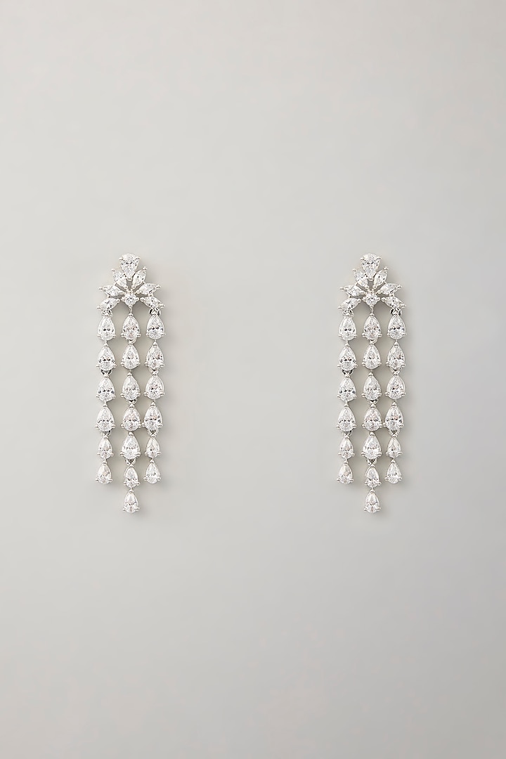 White Finish Diamond Layered Necklace Set by Zevar By Geeta at Pernia's Pop Up Shop