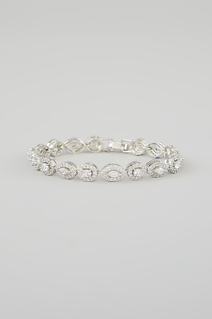 White Finish Diamond Bracelet by Zevar By Geeta at Pernia's Pop Up Shop