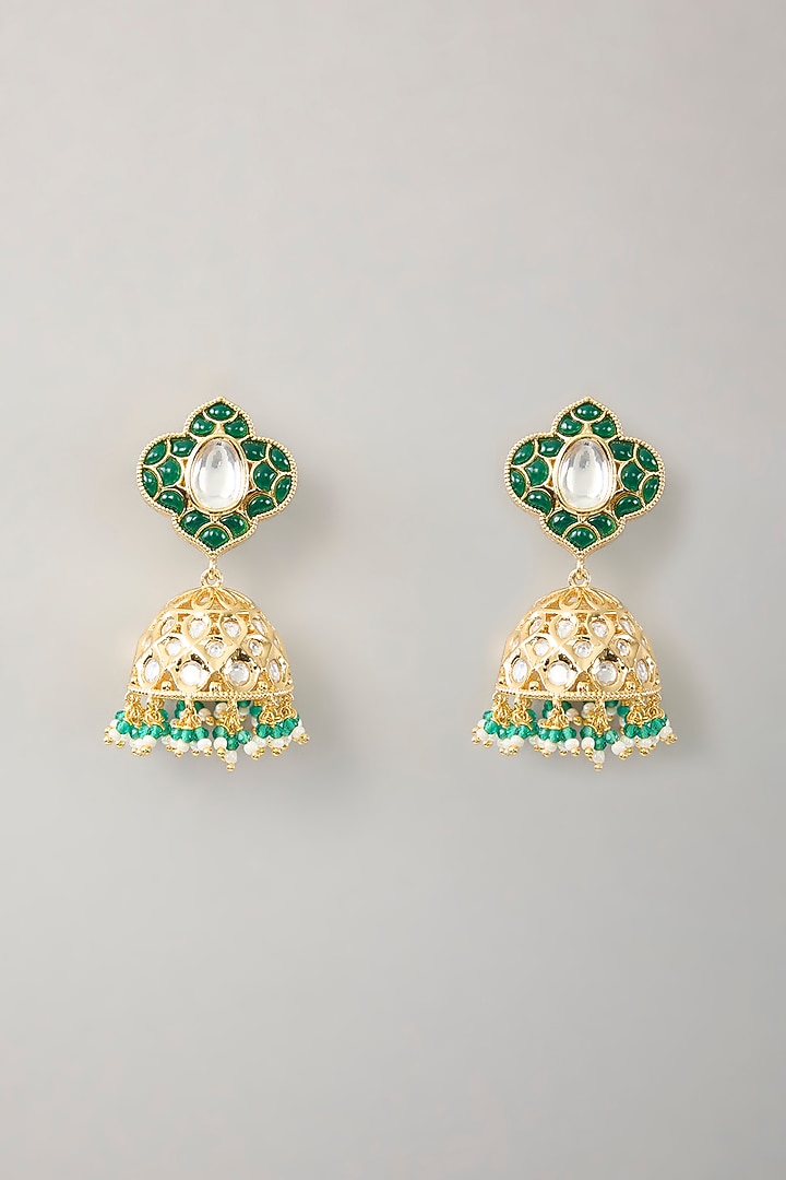 Gold Plated Kundan Polki & Pearl Choker Necklace Set by Zevar By Geeta at Pernia's Pop Up Shop
