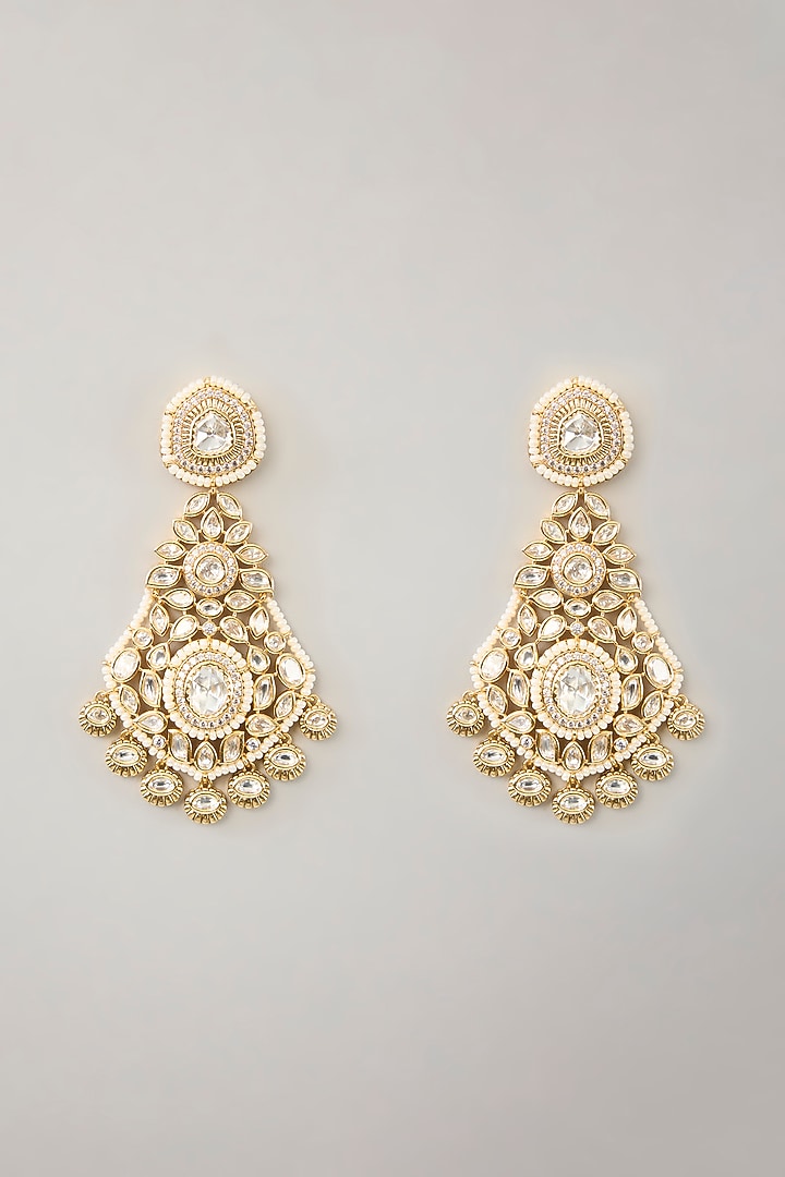 Gold Finish Kundan Polki Necklace Set by Zevar By Geeta at Pernia's Pop Up Shop