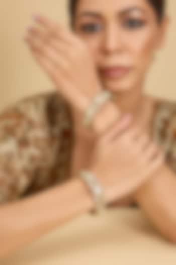 Two Tone Finish Kundan Polki Bangles (Set Of 2) by Zevar By Geeta at Pernia's Pop Up Shop