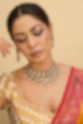 Two-Tone Finish Uncut Kundan Polki & Pink Stone Necklace Set by Zevar by Geeta at Pernia's Pop Up Shop