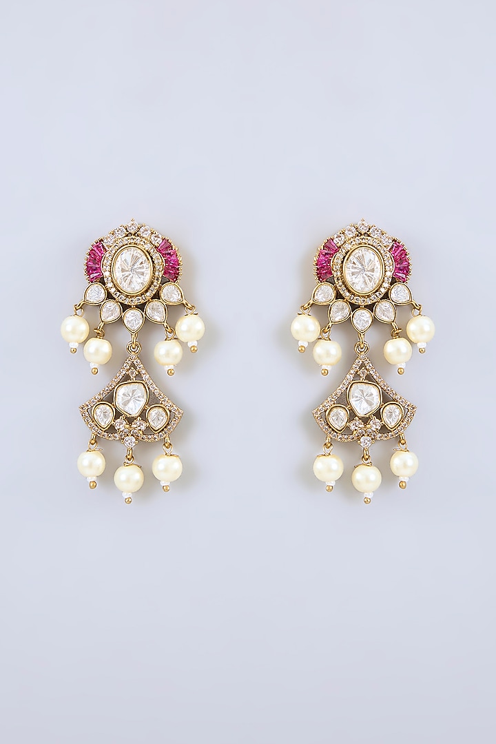 Two-Tone Finish Uncut Kundan Polki & Pink Stone Necklace Set by Zevar by Geeta at Pernia's Pop Up Shop