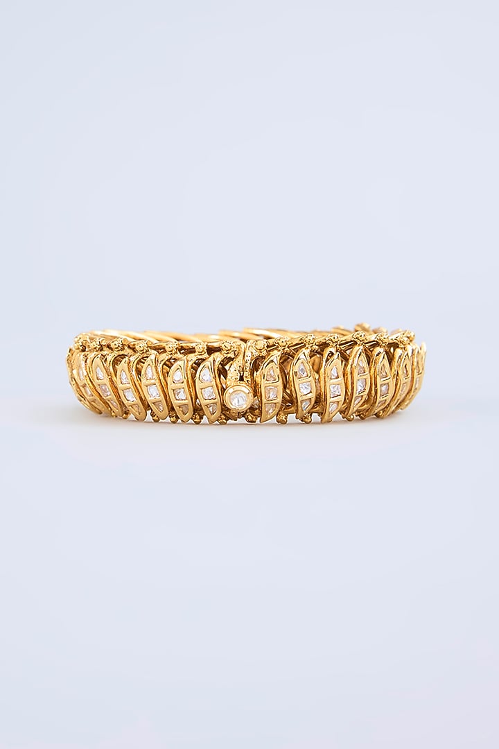 Gold Finish Kundan Polki Openable Bangle by Zevar by Geeta at Pernia's Pop Up Shop