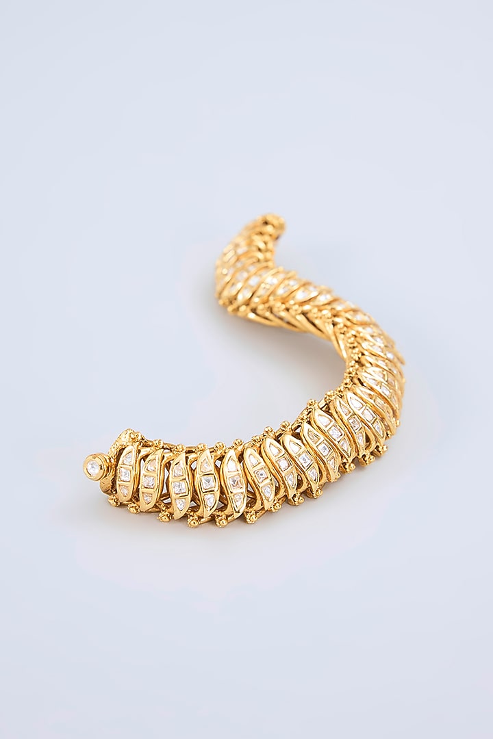 Gold Finish Kundan Polki Openable Bangle by Zevar by Geeta at Pernia's Pop Up Shop