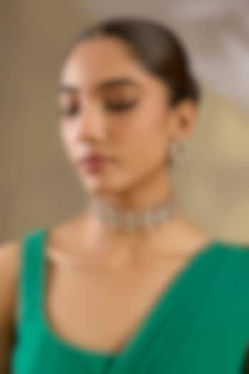 Gold Finish Kundan Polki & Pink Stone Choker Necklace Set by Zevar By Geeta at Pernia's Pop Up Shop