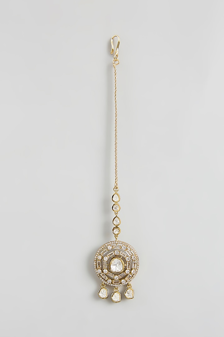Two Tone Finish Kundan Polki & White Stone Choker Necklace Set by Zevar By Geeta at Pernia's Pop Up Shop