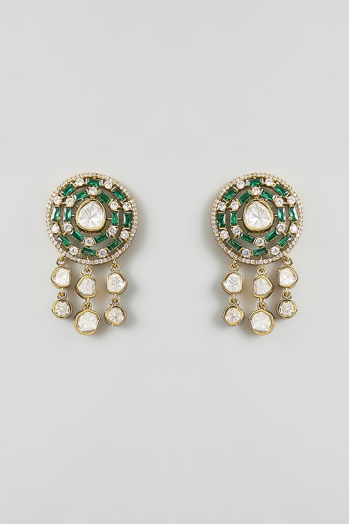 Two Tone Finish Kundan Polki & Green Stone Choker Necklace Set by Zevar By Geeta at Pernia's Pop Up Shop