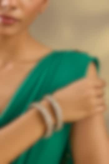 Two Tone Finish Kundan Polki Bangles (Set Of 2) by Zevar By Geeta at Pernia's Pop Up Shop