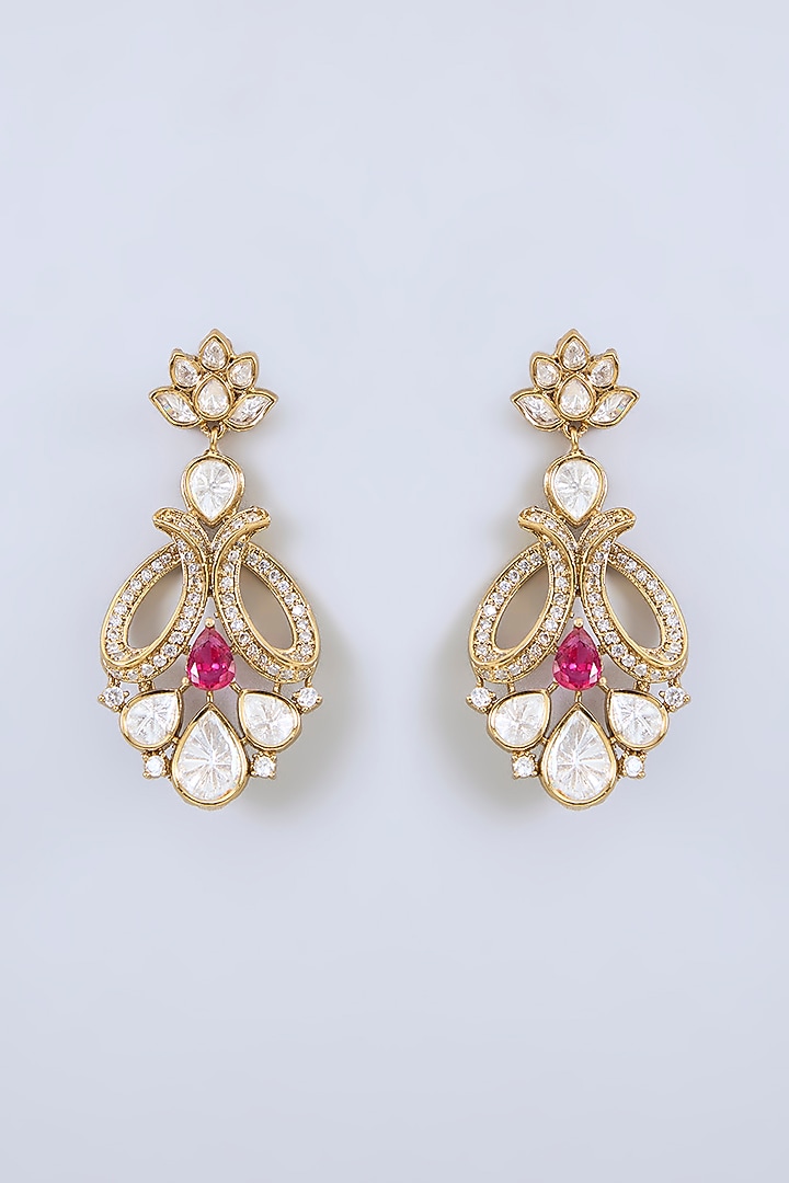 Two-Tone Finish Kundan Polki & Red Stone Necklace Set by Zevar by Geeta at Pernia's Pop Up Shop