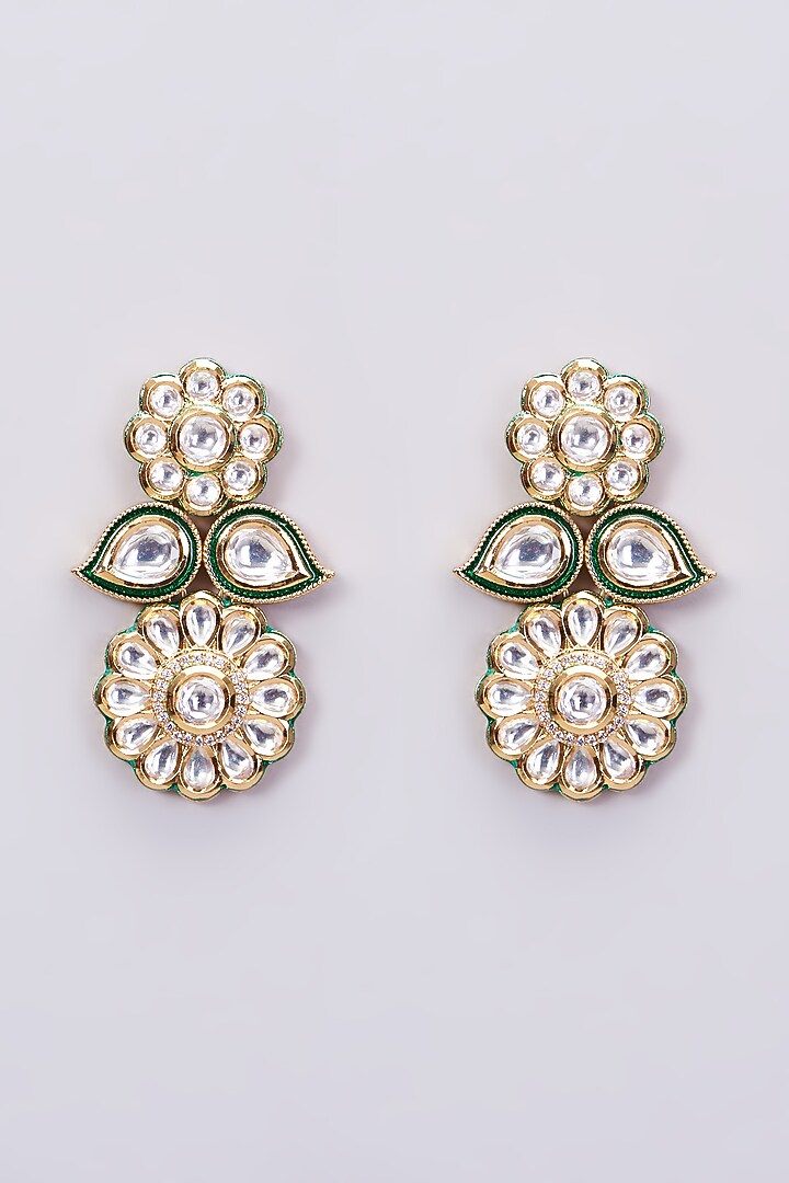Two Tone Finish Kundan Polki Choker Necklace Set by Zevar By Geeta at Pernia's Pop Up Shop