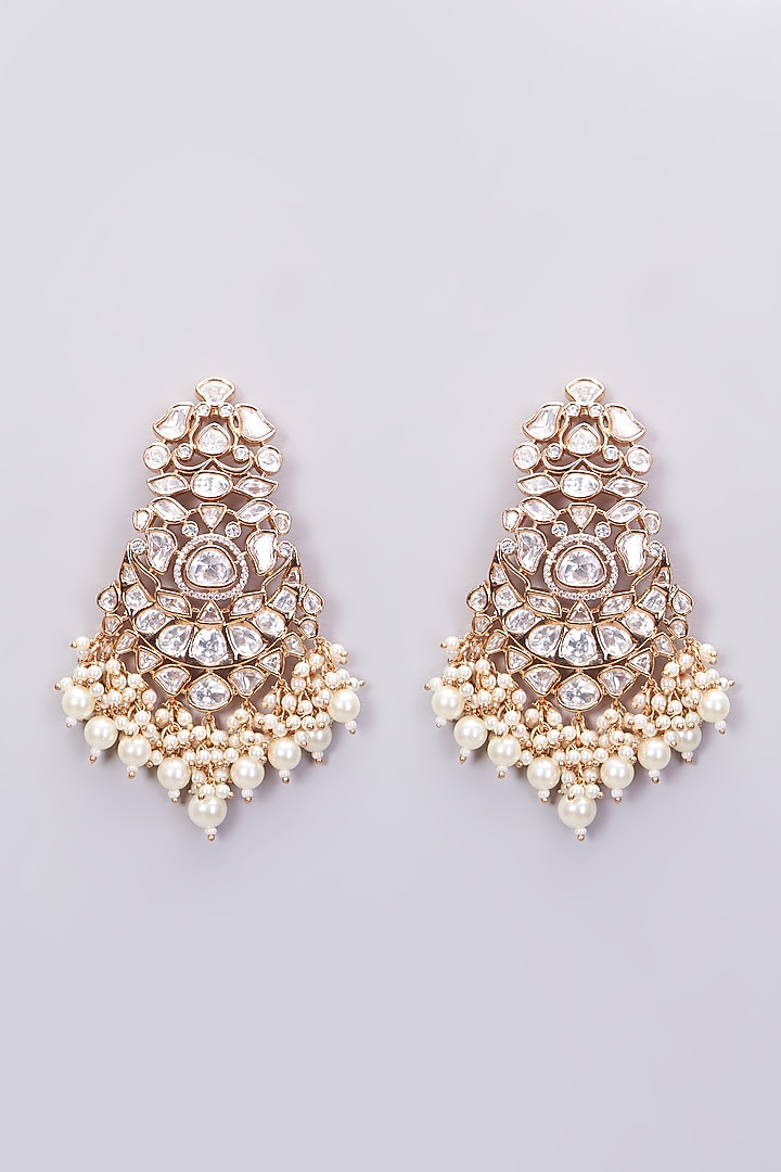 Gold Plated Kundan Polki & Pearl Necklace Set by Zevar By Geeta at Pernia's Pop Up Shop