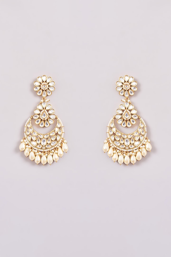 Gold Plated Kundan Polki Long Necklace Set by Zevar by Geeta at Pernia's Pop Up Shop