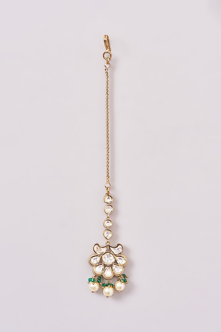 Black Rhodium Finish Kundan Polki Necklace Set by Zevar by Geeta at Pernia's Pop Up Shop