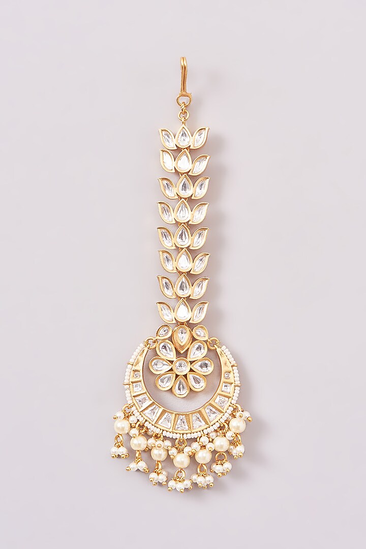 Gold Plated Kundan Polki Choker Necklace Set by Zevar by Geeta at Pernia's Pop Up Shop