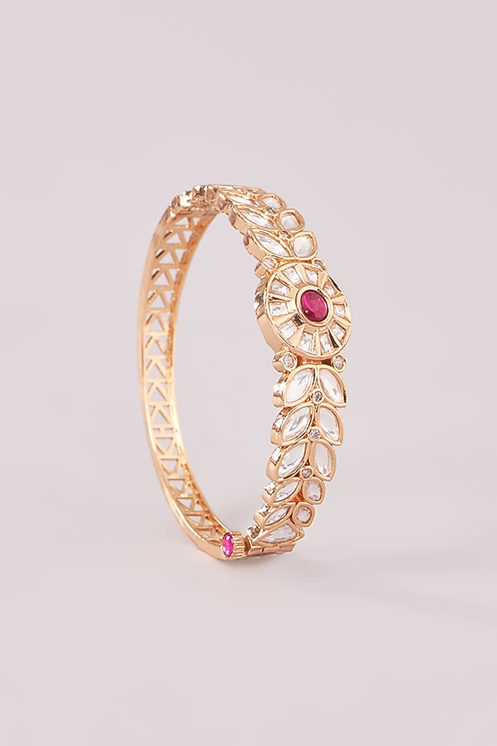 Gold Finish Kundan Polki Kada by Zevar by Geeta at Pernia's Pop Up Shop