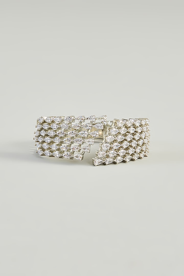 White Finish Diamond Openable Bracelet by Zevar by Geeta at Pernia's Pop Up Shop