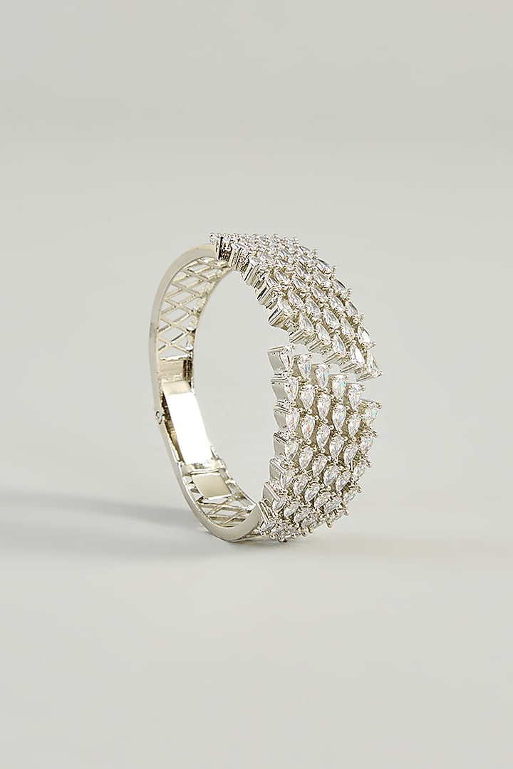 White Finish Diamond Openable Bracelet by Zevar by Geeta at Pernia's Pop Up Shop