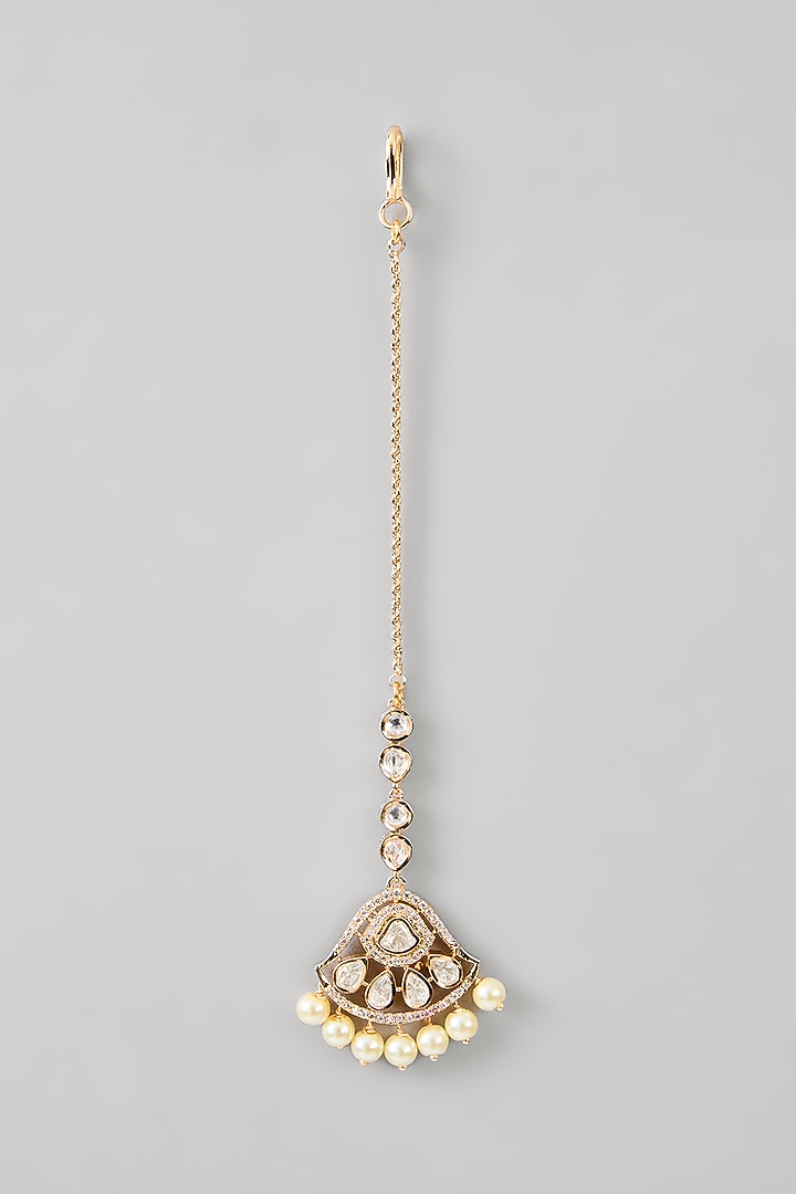 Two-Tone Finish Kundan Polki Choker Necklace Set by Zevar by Geeta at Pernia's Pop Up Shop