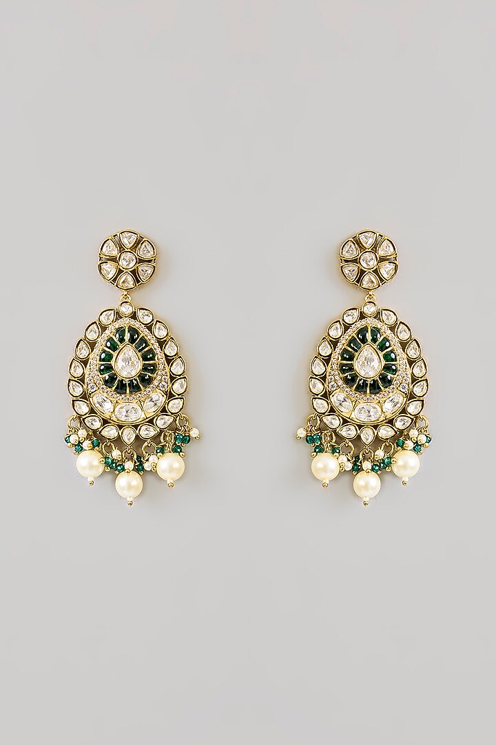 Two-Tone Finish Green Kundan Polki Choker Necklace Set by Zevar by Geeta at Pernia's Pop Up Shop