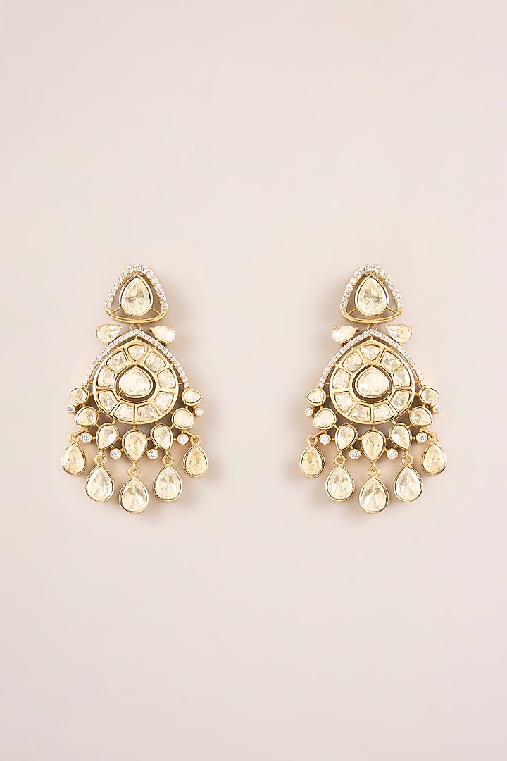 Gold Finish Paisley Kundan Polki Necklace Set by Zevar By Geeta at Pernia's Pop Up Shop