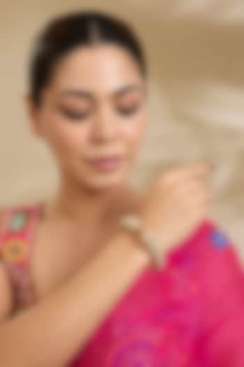 Gold Finish Kundan Polki Openable Cuff by Zevar By Geeta at Pernia's Pop Up Shop