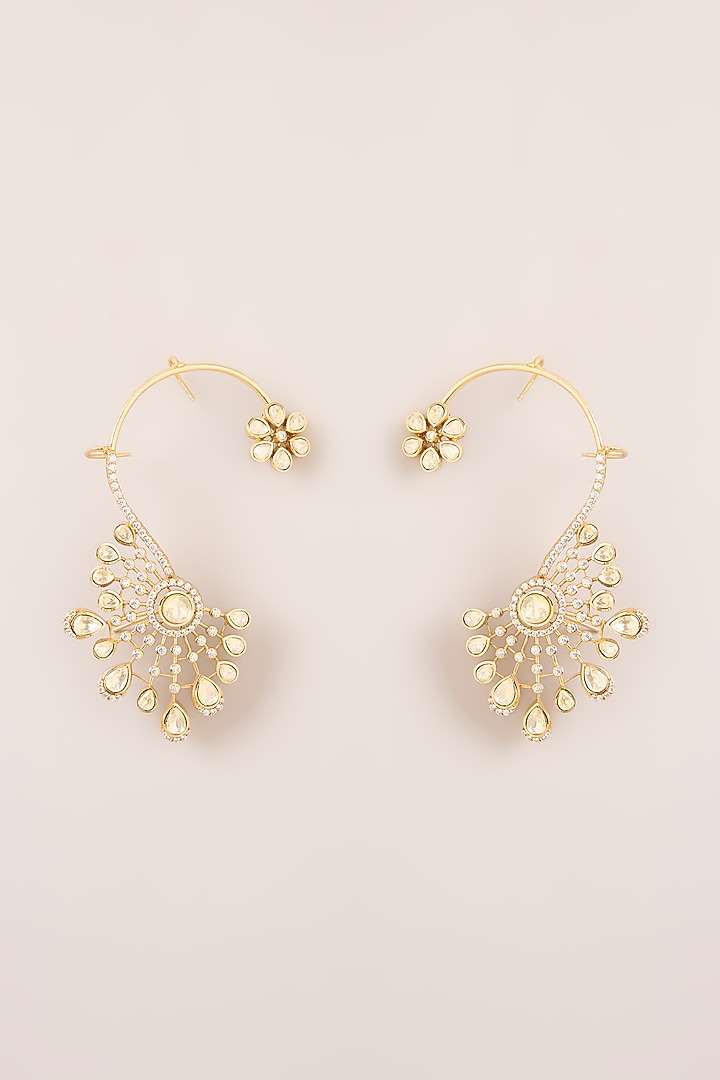 Two-Tone Finish Kundan Polki Earcuffs by Zevar By Geeta at Pernia's Pop Up Shop