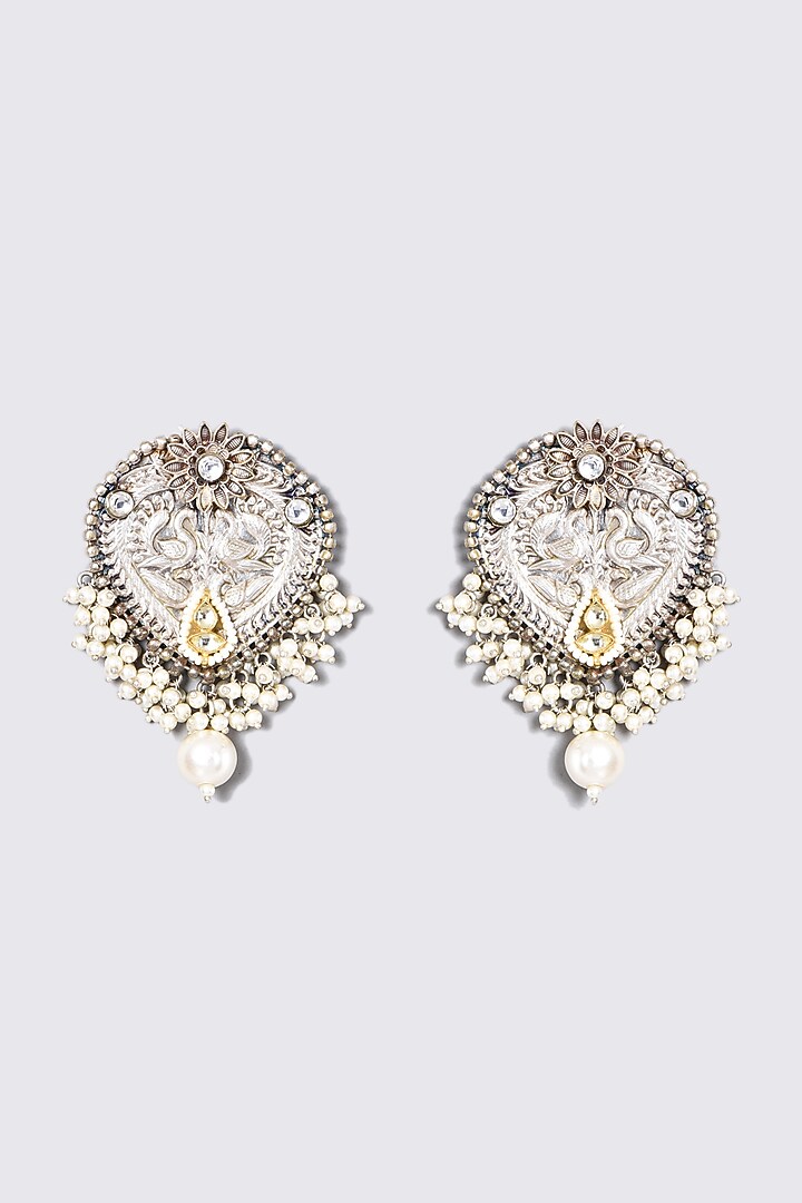 Oxidised Kundan Polki Chandbali Earrings by Zevar By Geeta at Pernia's Pop Up Shop