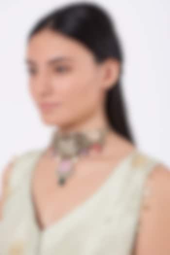 Oxidised Kundan Polki Meenakari Choker Necklace by Zevar By Geeta at Pernia's Pop Up Shop