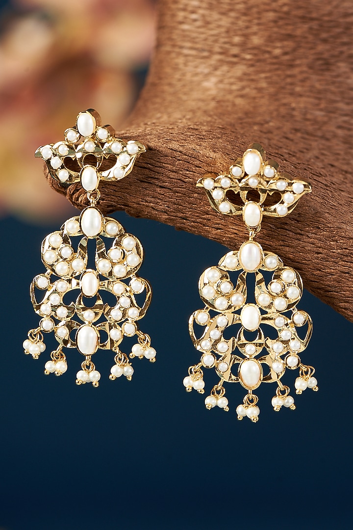 Gold Plated Kundan Polki & Pearl Choker Necklace Set by Zevar By Geeta at Pernia's Pop Up Shop