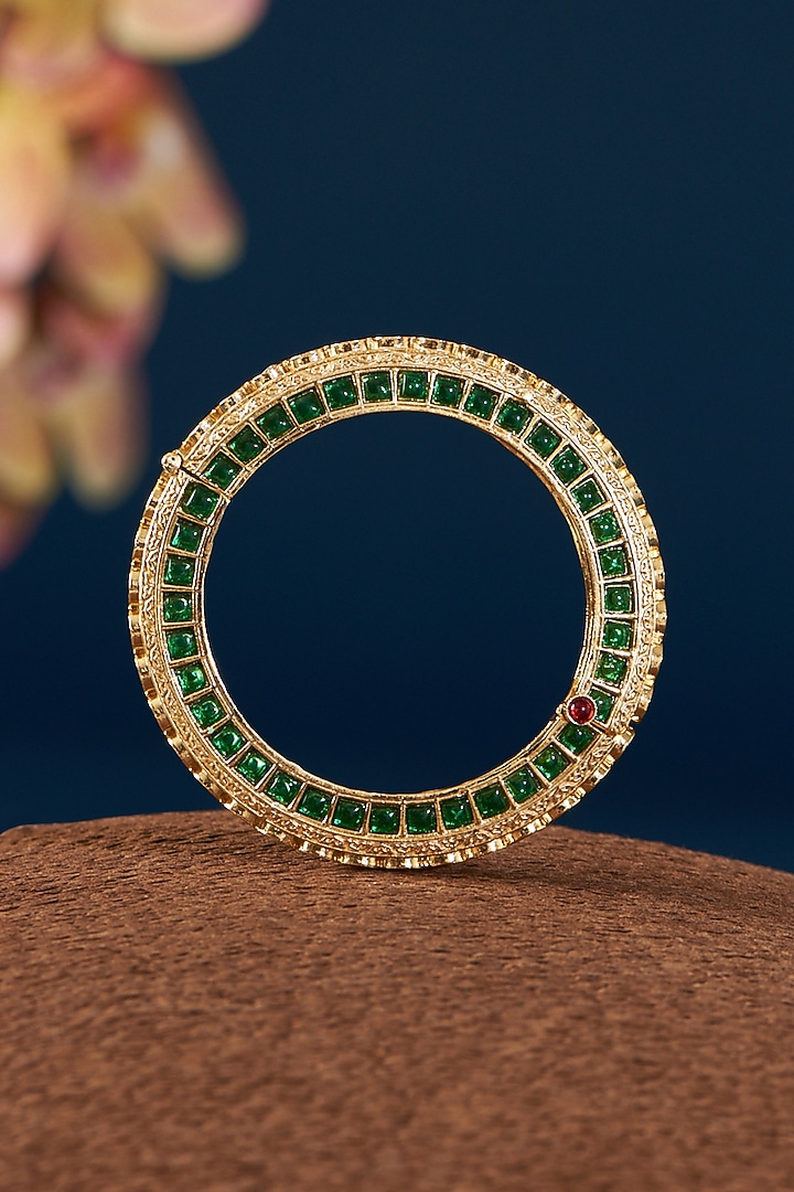 Gold Plated Kundan Polki Kada(Set of 2) by Zevar By Geeta at Pernia's Pop Up Shop