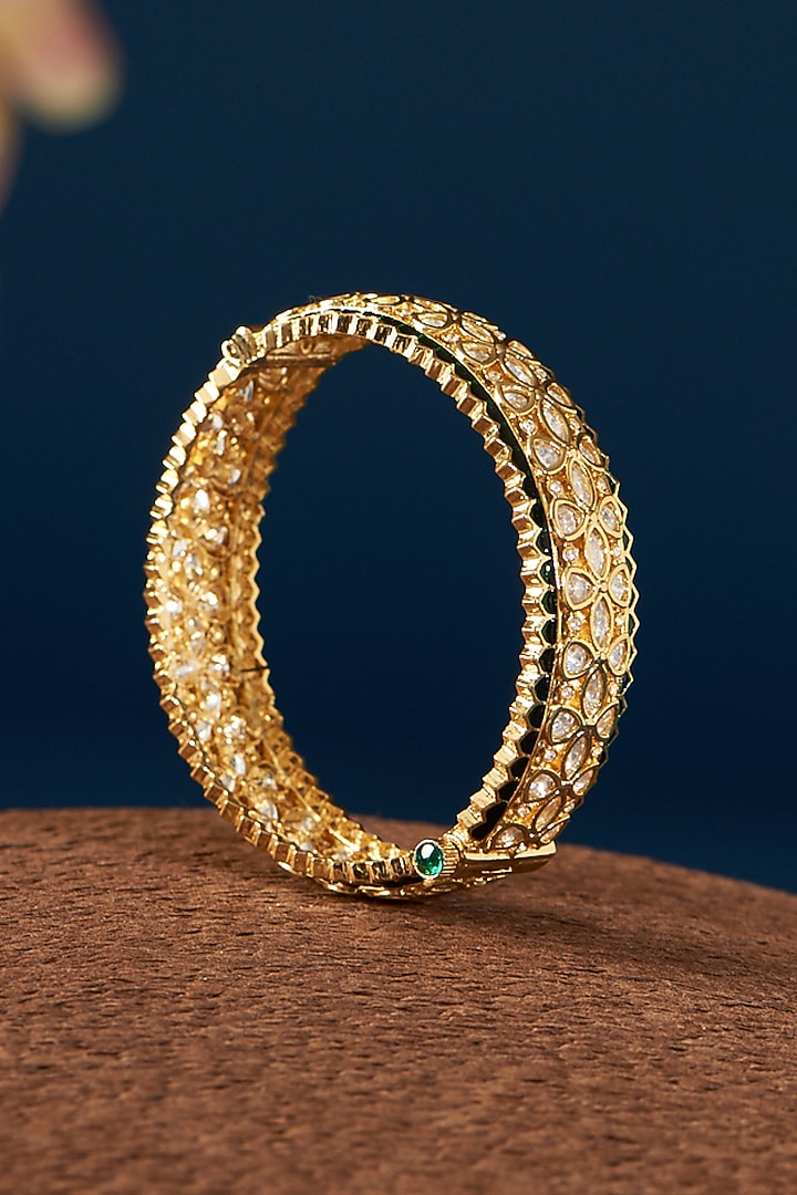 Gold Plated Kundan Polki Kadas (Set of 2) by Zevar By Geeta at Pernia's Pop Up Shop