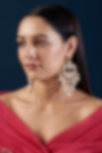 Black Rhodium Finish Kundan Polki & Diamond Dangler Earrings by Zevar By Geeta at Pernia's Pop Up Shop