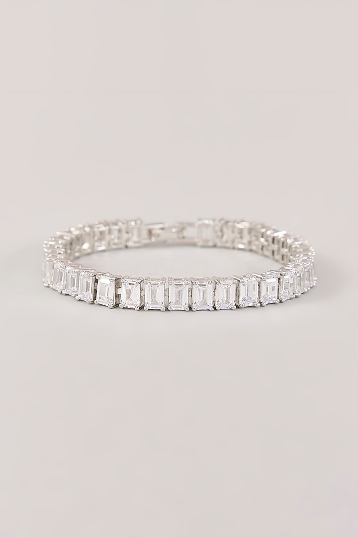 White Finish Diamond Bracelet by Zevar by Geeta at Pernia's Pop Up Shop