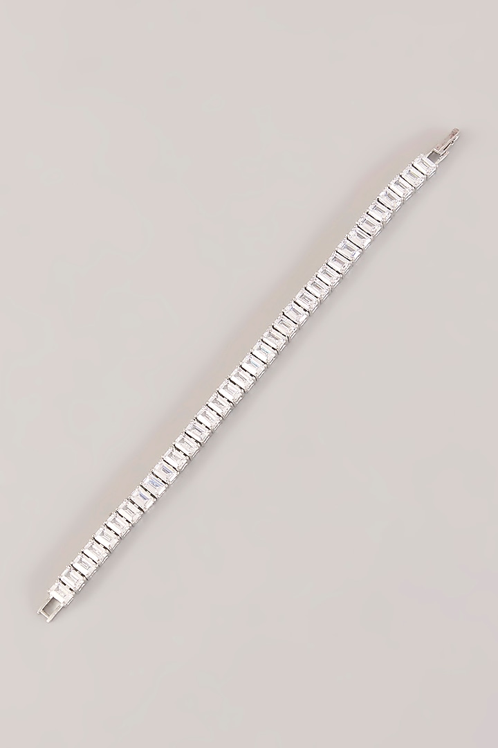 White Finish Diamond Bracelet by Zevar by Geeta at Pernia's Pop Up Shop