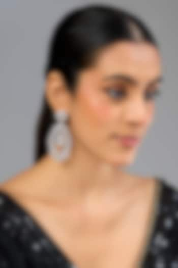 White Finish Diamond Dangler Earrings by Zevar by Geeta at Pernia's Pop Up Shop