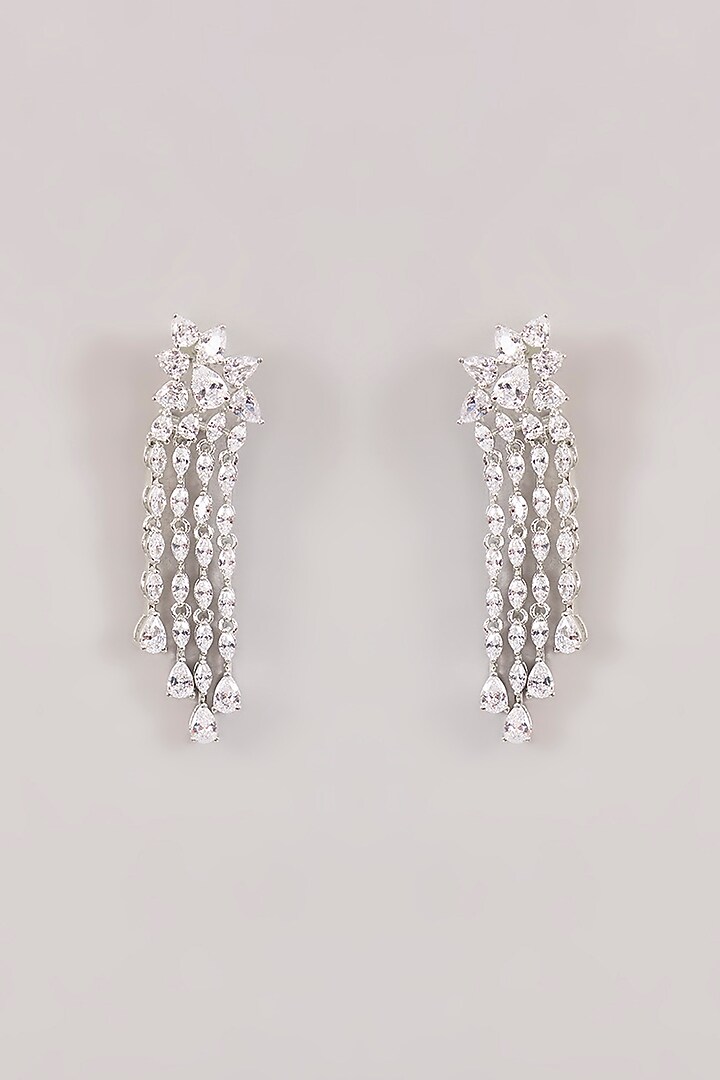 White Finish Diamond Layered Necklace Set by Zevar by Geeta at Pernia's Pop Up Shop