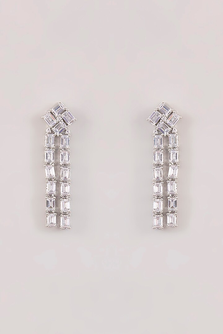 White Finish Diamond Necklace Set by Zevar by Geeta at Pernia's Pop Up Shop