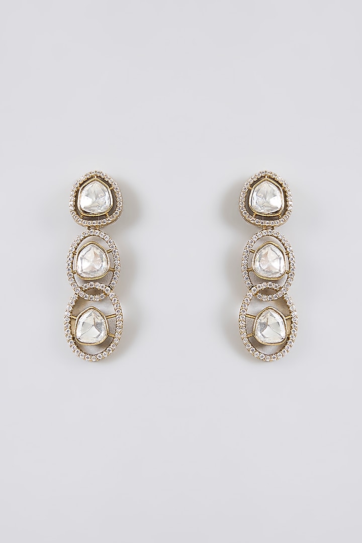 Two-Tone Rhodium Finish Kundan Polki Necklace Set by Zevar By Geeta at Pernia's Pop Up Shop